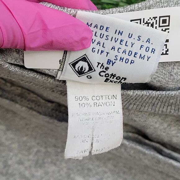 Vintage 90s Navy Football Shirt Medium 19x25 Gray Spellout - Picture 5 of 13